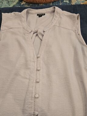 torrid Sleeveless Linen-Blend Button Front Top in Light Lavender